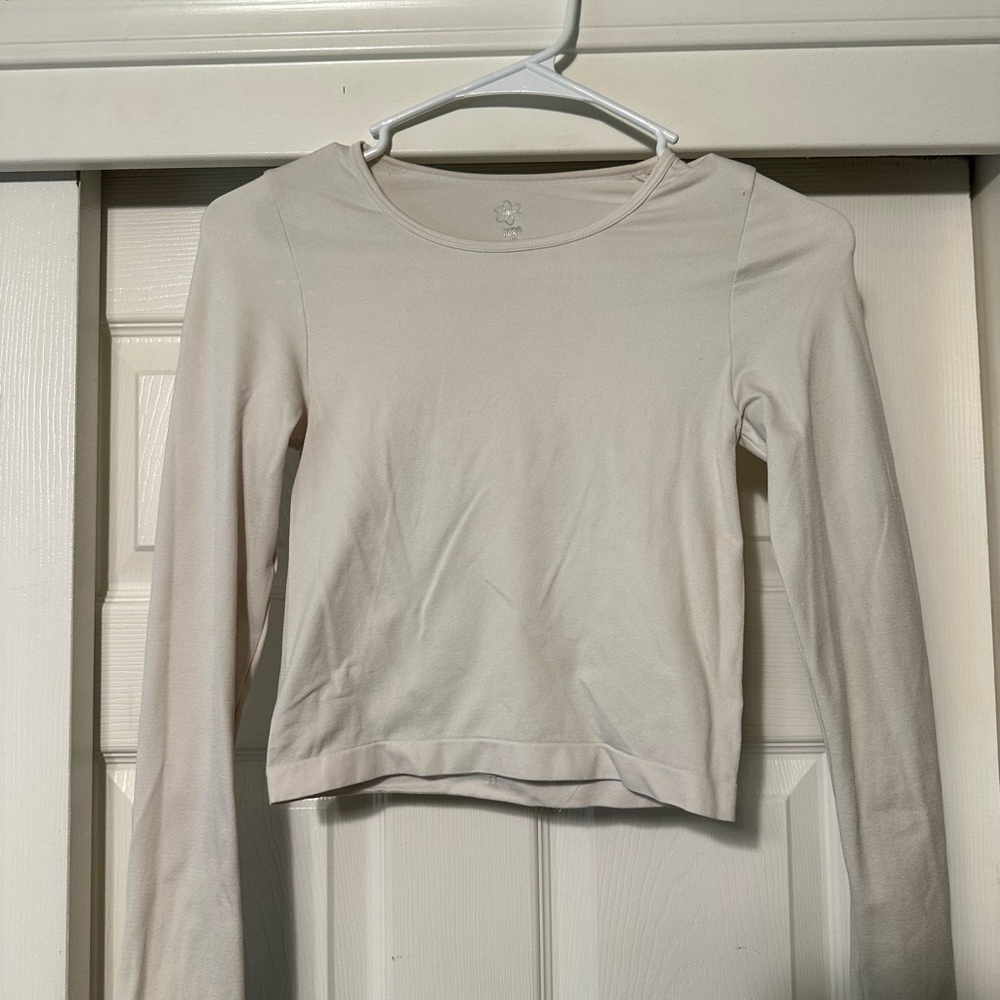 Chic Cream Long Sleeve Women's Top